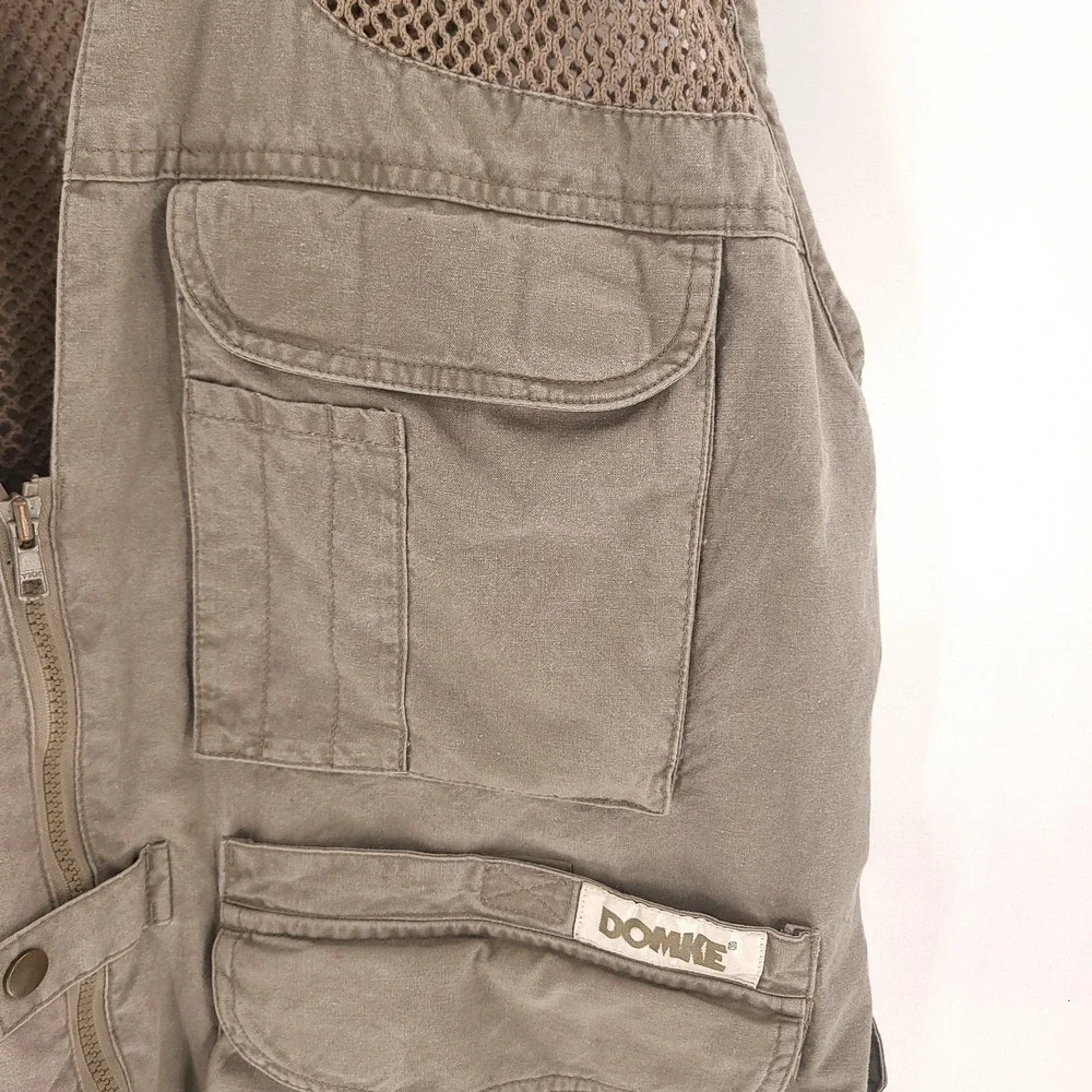 Domke PhoTOGS Mens Large Beige Multi Pocket Vest Photographer Safari Utility